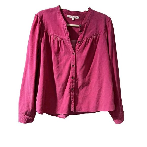 Xirena Corduroy Emilia Shirt Cotton Pink Velvet Button Front Pink Barbiecore M - Picture 1 of 7